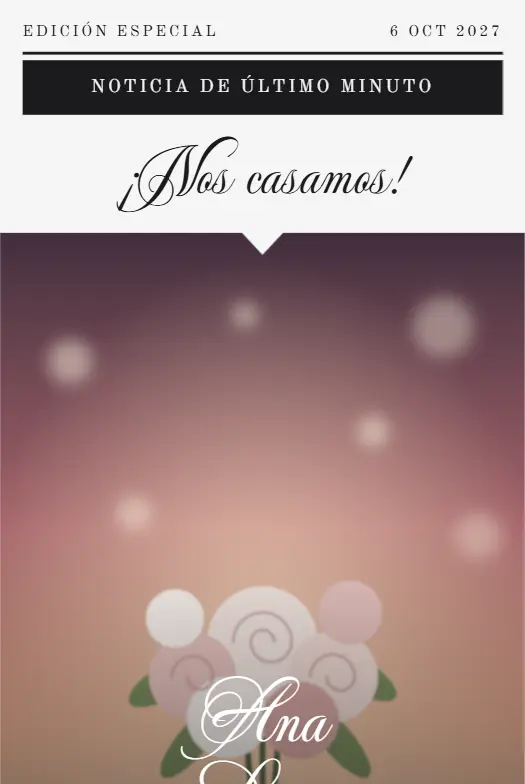 Invitación digital Gaceta para boda