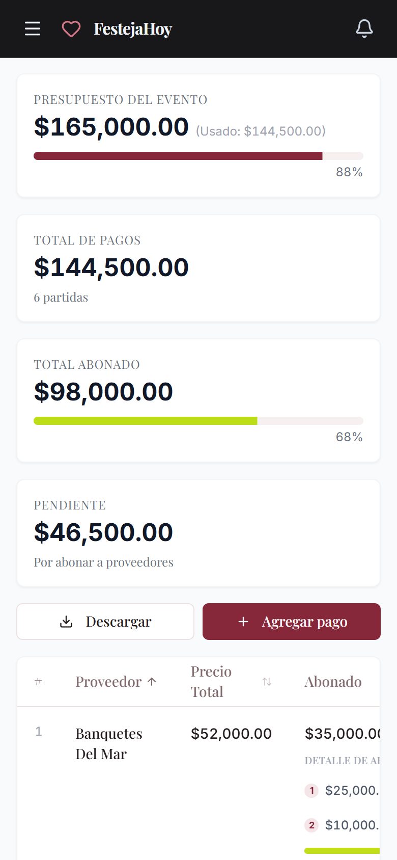 Pagos a proveedores en el celular