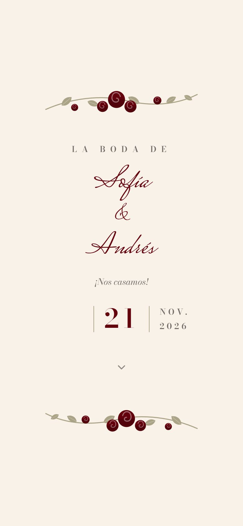 Invitación digital abierta en un celular